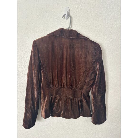 Cachet Vintage Chocolate Brown Velvet Jeweled Buttons Blazer Jacket Size 2 - Picture 4 of 5